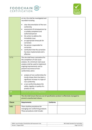 Brc auditor check list | PDF