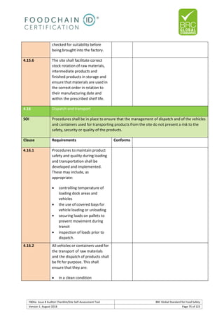 Brc auditor check list | PDF