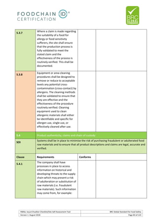 Brc auditor check list | PDF