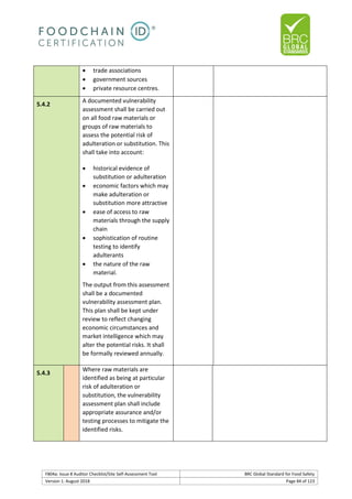 Brc auditor check list | PDF