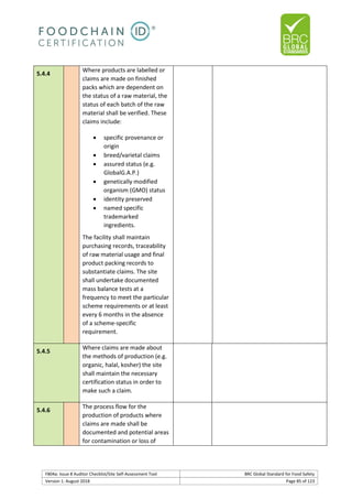 Brc auditor check list | PDF
