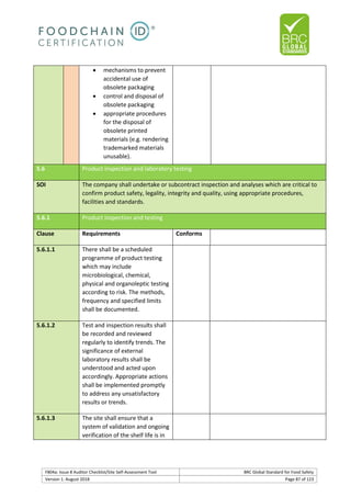 Brc auditor check list | PDF