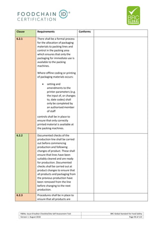 Brc auditor check list | PDF