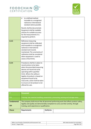 Brc auditor check list | PDF
