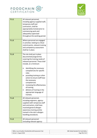 Brc auditor check list | PDF