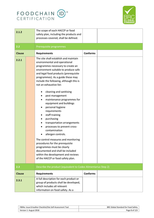 Brc Auditor Check List Brc Auditor Check List