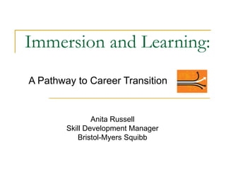 Immersion and Learning: A Pathway to Career Transition Anita Russell Skill Development Manager Bristol-Myers Squibb 