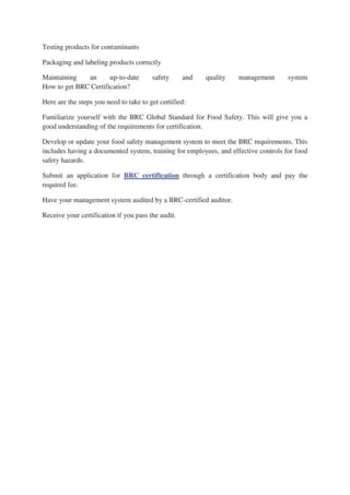 BRC Certification | PPT