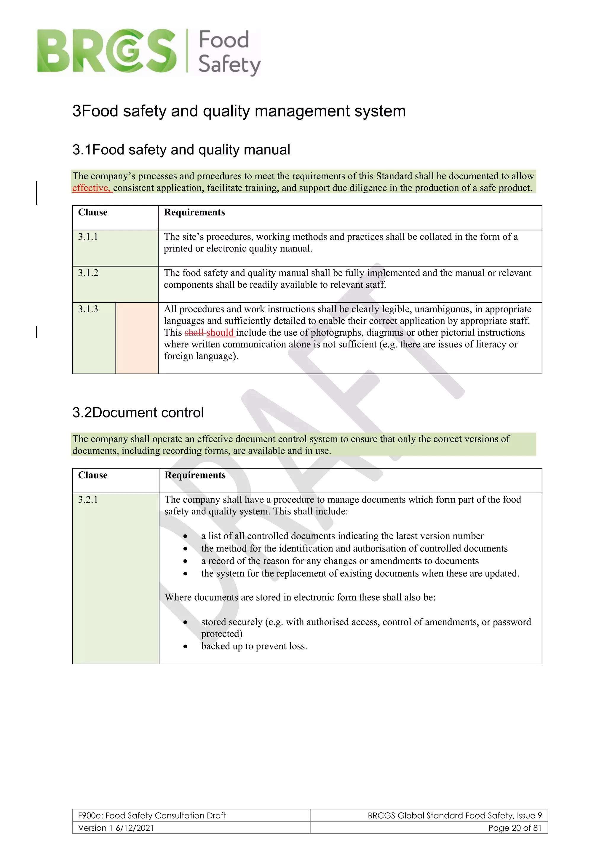 BRCGS for Food Safety - issue 9 (Draft).pdf