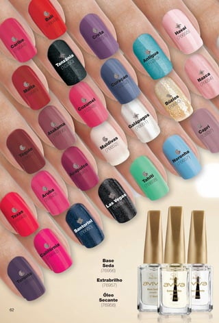 62
Antigua
(10249)
Curaçao
(10252)
Cozum
el
(10248)
Tanzânia
(10250)zâ
Creta
(10251)
Tóquio
(76647)
M
alta
(76646)
Bali
(76649)
Caribe
(76644)
Noronha
(76657)
Tahiti
(76658)
Las
Vegas
(76659)
Santorini
(76660)
Califórnia
(76642)
Aruba
(76643)
Acapulco
(76645)
Atakam
a
(76656)
Havaí
(76655)
M
aldivas
(76652)
Galápagos
(76651)
Búzios
(76650)
Nazca
(76654)
Capri
(13837)
Texas
(76648)
Toronto
(13839) Extrabrilho
(76957)
Óleo
Secante
(76958)
Base
Seda
(76956)
62
BR_AVIVA_COLHEITA11-13.indd 62 5/25/13 6:19 AM
PDF/X-4 ISOarizona.flow
www.arizona.com.br +55 11 3847-1977 683758_BR_COLHEITA11-13_P062.pdf - 156.0 x 230.0 mm - p?g. 62BLACK YELLOW MAGENTA CYAN
Ag?ncia: Arizona | Cliente: Arizona
Processado por arizona.flow em Sat May 25 06:21:12 2013
 