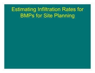 Estimating Infiltration Rates for
BMPs for Site Planning
 