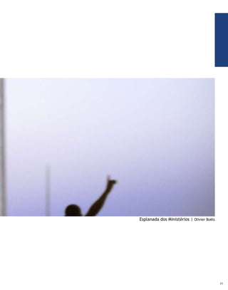 As quatro escalas de Brasília                                  The four scales of Brasília

     	        The inclusion of Brasilia’s Pilot Plan on the list   	        The inclusion of Brasilia’s Pilot Plan on the
     of assets considered World Heritage Site by Unesco was        list of assets considered World Humanity Heritage by
     based on the originality of the urban plan, structured        Unesco was based on the originality of the urban plan,
     in four scales: monumental, gregarious, residential and       structured in four scales: monumental, gregarious,
     bucolic.                                                      residential and bucolic.

     •   A escala monumental é representada pelo Eixo              •   The monumental scale is represented by the
         Monumental, onde estão dispostos os símbolos do               Monumental Axis, where the symbols of the
         poder político do País.                                       Country’s government power are exhibited.

     •   A escala gregária corresponde a todos os setores de       •   The gregarious scale corresponds to all sectors
         convergência da população (comerciais, bancário               where the population gathers (for example,
         e hospitalar, por exemplo) e tem como marco a                 commerce, bank and hospital), and its highlight is
         plataforma da Rodoviária do Plano Piloto, símbolo da          the Pilot Plan Highway platform, symbol of union
         união com as outras cidades do Distrito Federal.              with other Federal District cities.

     •   A escala residencial é representada pelas                 •   The residential scale is represented by the giant
         superquadras e seus conjuntos de edifícios sobre              blocks and their sets of buildings on supporting
         pilotis, para garantir a livre circulação de pessoas          pillars, to assure free pedestrian circulation on
         pelo chão.                                                    ground.

     •   A escala bucólica permeia-se com as demais: são os        •   The bucolic scale includes the three others: there
         gramados, as praças, os jardins, as áreas de lazer, o         are lawns, squares, leisure areas, the City Park and
         Parque da Cidade e a orla do Lago Paranoá.                    the Paranoá Lake shore.




     Eixo Monumental | Marcelo Dischinger
12
 