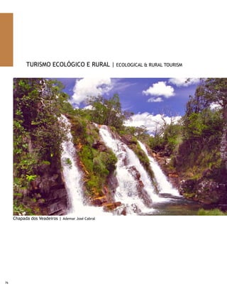 Este é um segmento que não pára de crescer               	         This is a segment that does not stop growing in
no DF e adjacências: beira já uma centena o número de             the Federal District and its surrounding areas: the number
propriedades que oferecem opções de lazer e descanso. E           of properties that offer leisure and rest options has already
algumas tão bonitas e aconchegantes quanto as existentes          reached one hundred. Some are as beautiful and cozy as
em outras cidades brasileiras, com história, também, como         those in other Brazilian cities, also with history, like those:
as de Planaltina, cidade que tem tudo a ver com a criação         in Planaltina, a city that played a big role in the creation of
de Brasília. Ou as próximas das Águas Emendadas, reserva          Brasilia; and those near Águas Emendadas, a natural reserve in
natural em cujo território nascem rios que correm para as         whose territory rivers spring that flow to the most important
mais importantes bacias hidrográficas brasileiras.                Brazilian water basins.

	        Todavia, algumas cidades e regiões do Estado de          	        However, some cities and regions of the state of
Goiás, localizadas num raio de 200 quilômetros de Brasília,       Goiás, located within a200 kilometer radius from Brasilia,
costumam também ganhar a preferência dos que procuram             also gain preference by those who seek original and
destinos originais e interessantes. Pirenópolis é uma delas.      interesting destinations. Pirenópolis is one of them. However,
Todavia, Alto Paraíso, na Chapada dos Veadeiros, com suas         Alto Paraíso, in Chapada dos Veadeiros, with its dozens of
dezenas de cachoeiras e uma natureza exuberante — caso do         waterfalls and exuberant nature – which is the case of Vale da
Vale da Lua, por exemplo —, são igualmente muito visitadas        Lua (Moon Valley), for example – are equally very frequently
por brasileiros e estrangeiros interessados em turismo de         visited by Brazilians and foreigners interested in nature and
natureza e ecologia. É um excelente programa para pré e           ecology tourism. It is an excellent option for before and after
pós-eventos.                                                      events.

	        Há quem opte pelas águas quentes de Caldas Novas.        	        There are those who choose the hot waters of
Nesse caso, o deslocamento equivale a 305 km. O acesso a todos    Caldas Novas. In this event, the displacement equals 305 km.
esses lugares se dá por estradas com excelentes condições         Access to all of these places is by roads that are in excellent
de conservação e infra-estrutura de apoio. Ao redor do DF,        conservation conditions and have support infrastructure.
existem haras, hotéis-fazendas, parques ecológicos, pesque-       Surrounding the DF, there are studfarms, farm-hotels,
pague e dezenas de cachoeiras — como Salto de Itiquira, Salto     ecological parks, fish and pay and dozens of waterfalls – such as
de Corumbá, Salto do Tororó, Poço Azul, Pipiripau, Colorado,      the Salto de Itiquira, Salto de Corumbá, Salto do Tororó, Poço
Mumunhas, Saia Velha, Topázios, todas com infra-estrutura         Azul, Pipiripau, Colorado, Mumunhas, Saia Velha, Topázios, all
para receber turistas e visitantes. Algumas são adequadas         with reception infrastructure for tourists and visitors. Some
para a prática de esportes radicais.                              are appropriate for practicing radical sports.




                                                        Chapada dos Veadeiros | Fotos: Banco de imagens Stock.XCHNG
                                                                                                                                      77
 