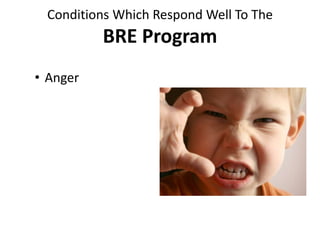 Conditions Which Respond Well To The
BRE Program
• Anger
 