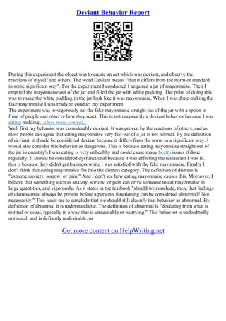 Deviating Functioning Breaching Experiment Essay | PDF