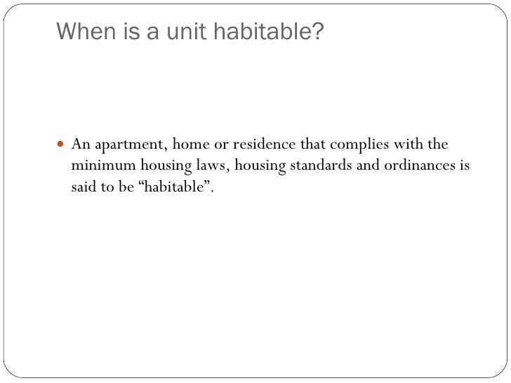 Breach Of Warranty Of Habitability 2009