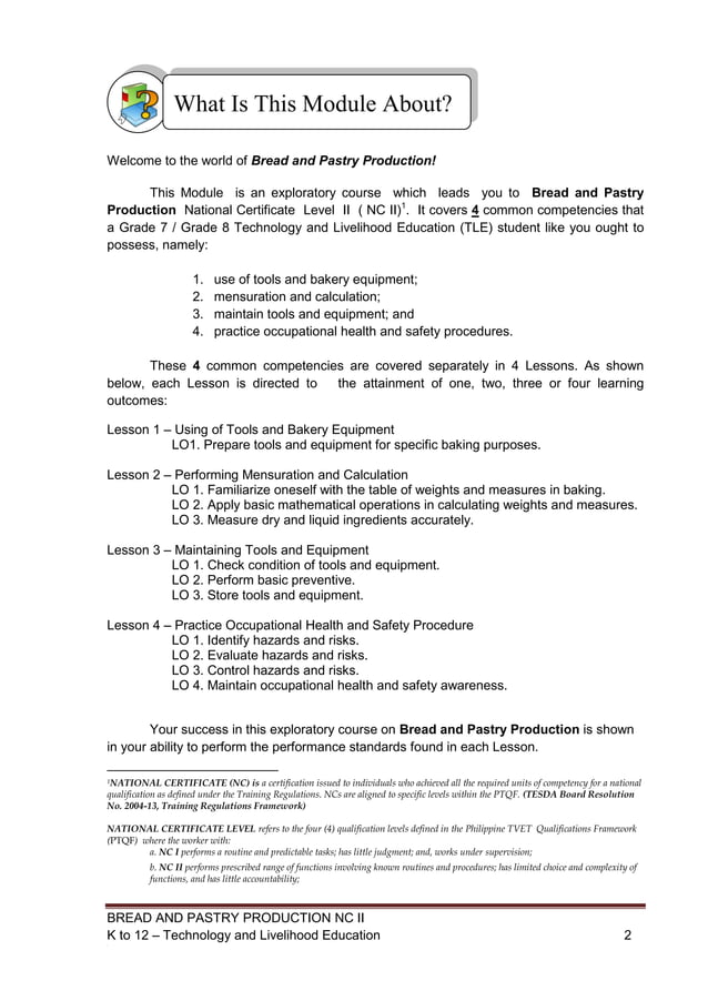 K to 12 Bread and Pastry Learning Module