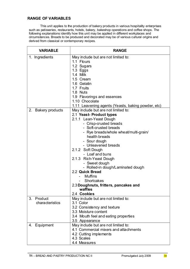 Bread and pastry production nc ii