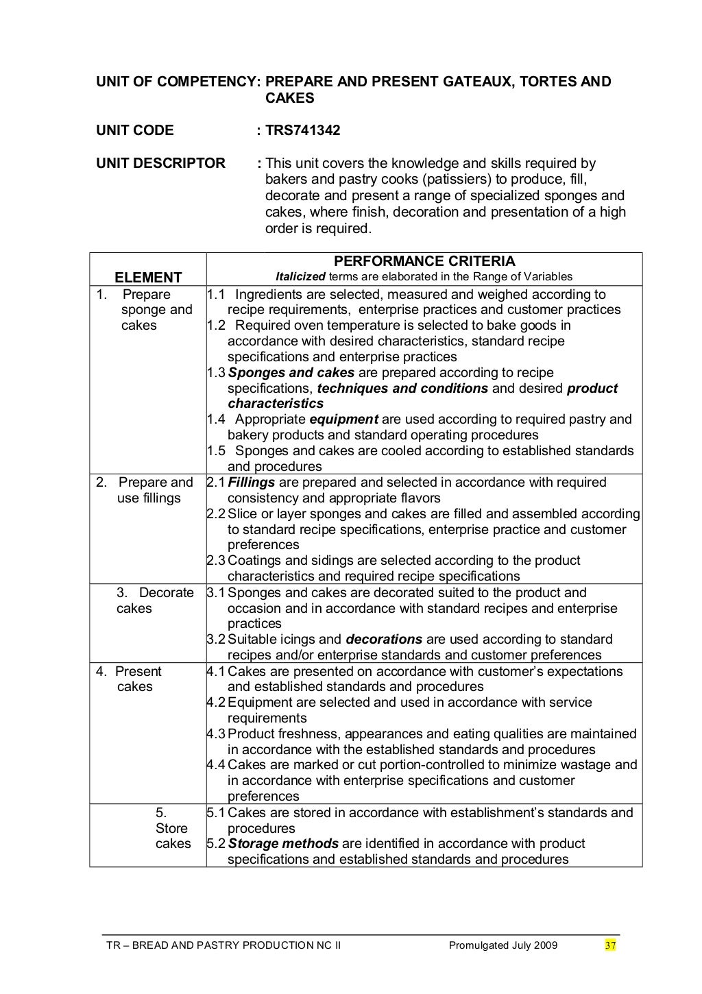 Bread and pastry production nc ii