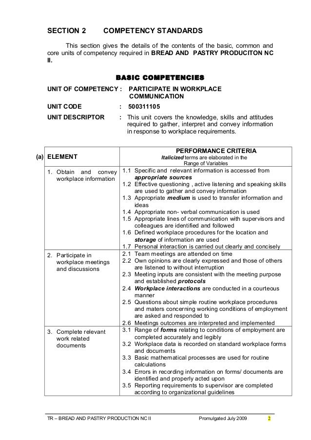 Bread and pastry production nc ii