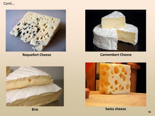 56
Conti…
Roquefort Cheese Camembert Cheese
Brie Swiss cheese
 