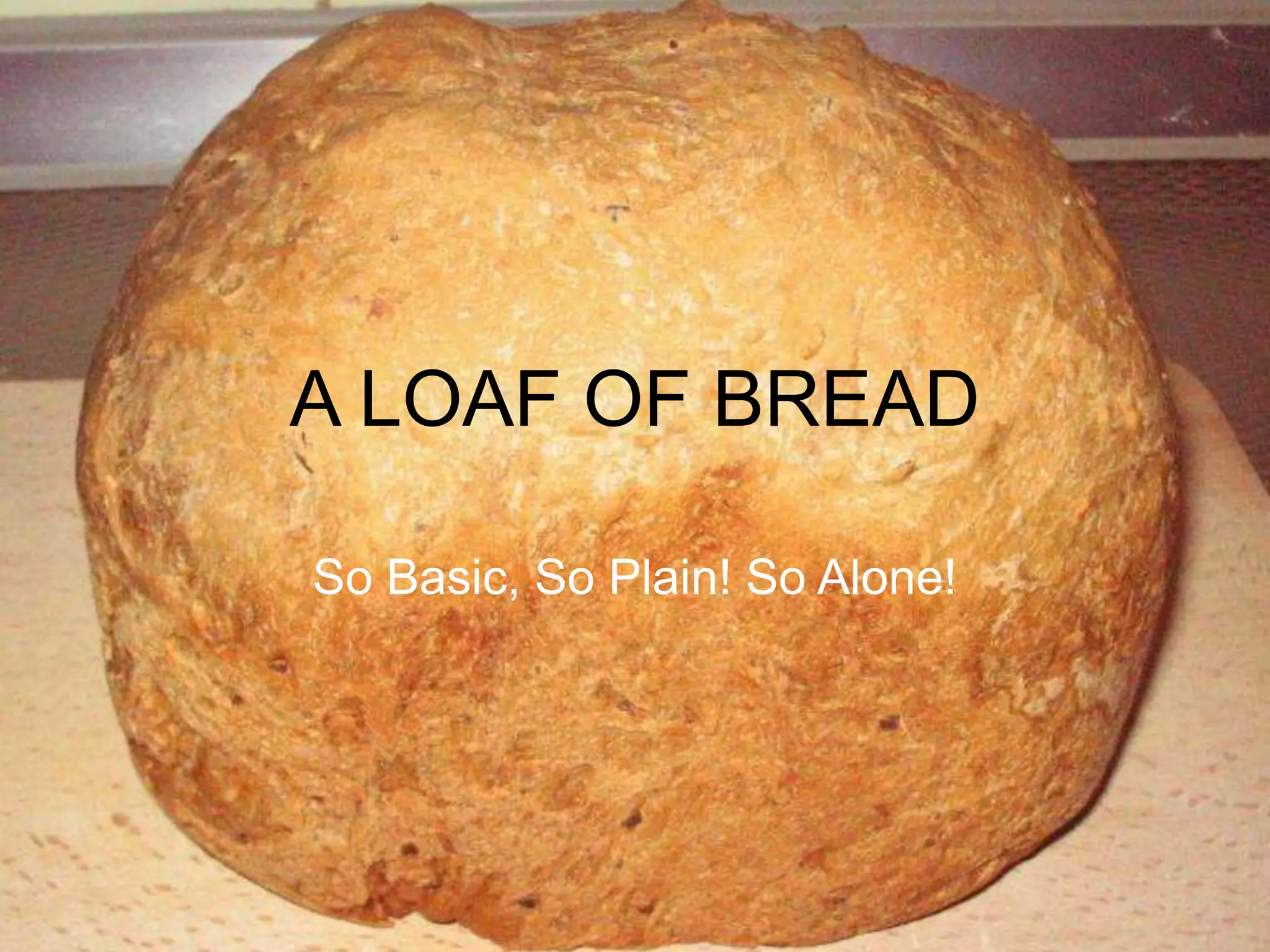 A LOAF OF BREAD

So Basic, So Plain! So Alone!
 