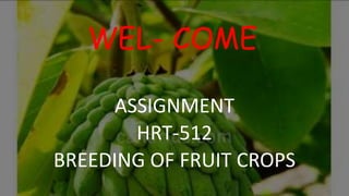 WEL- COME
ASSIGNMENT
HRT-512
BREEDING OF FRUIT CROPS
 