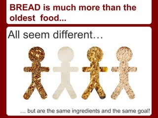 BREAD is much more than the
oldest food...
All seem different…




  … but are the same ingredients and the same goal!
 