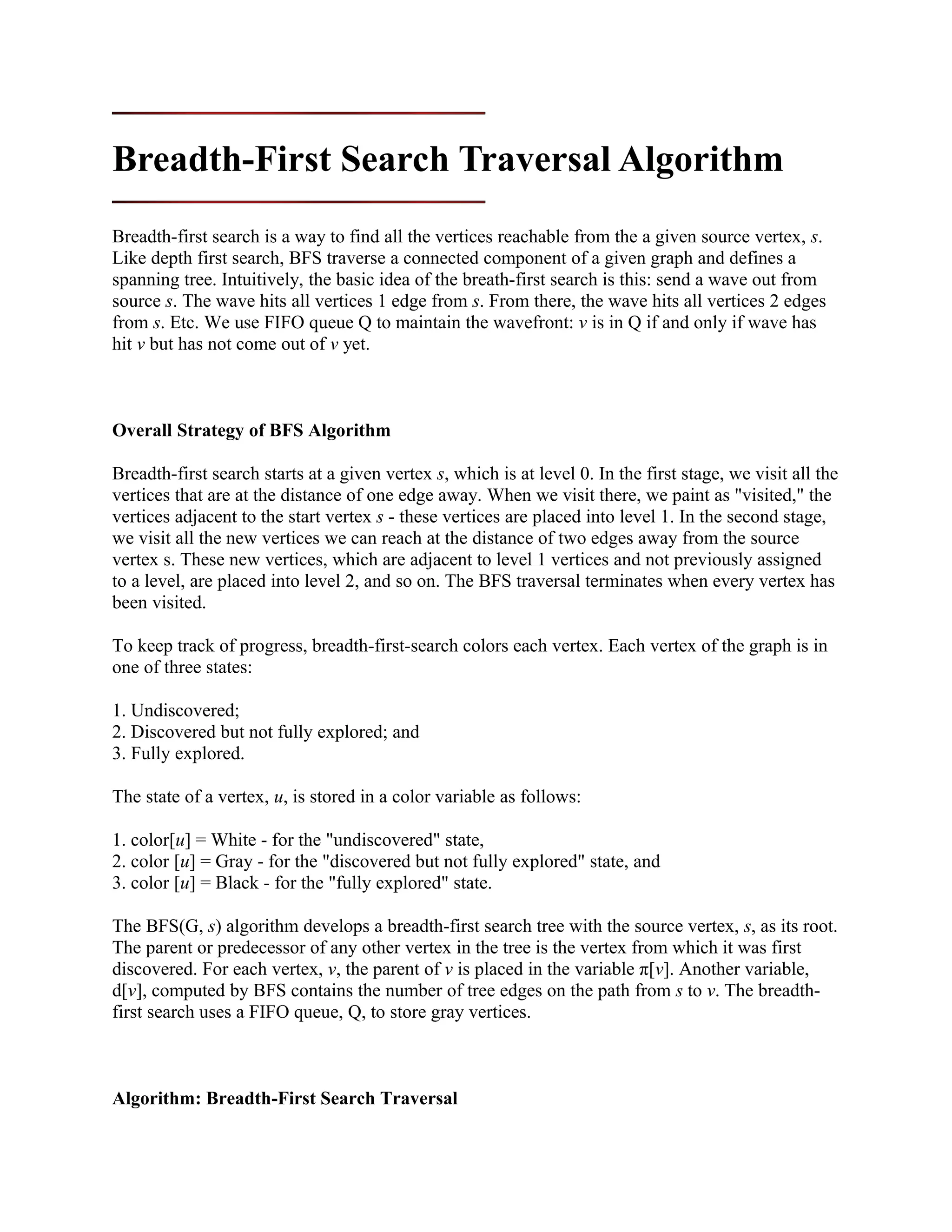 BFS, Breadth first search | Search Traversal Algorithm | PDF | Free ...
