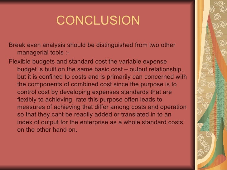 break even analysis home budget analysis