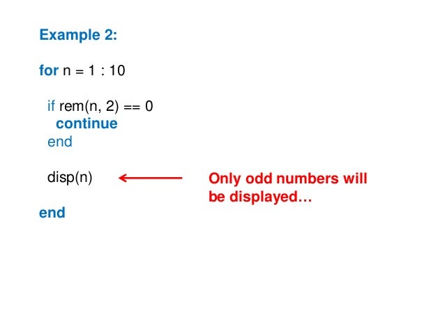 Break and Continue Statements in Matlab