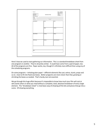 Breakdown, scheduling & budgeting (intro only) | PDF