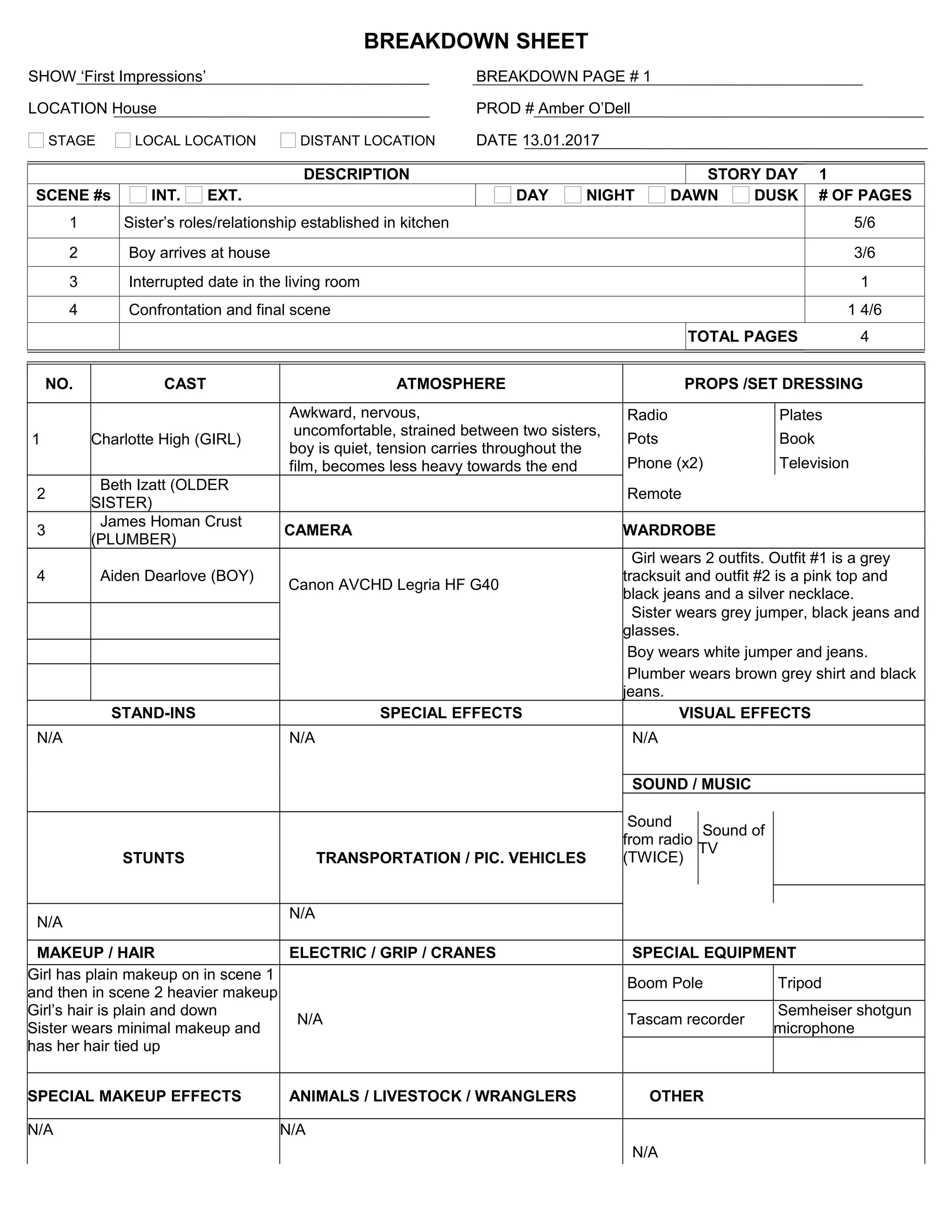 Breakdown sheet | DOC