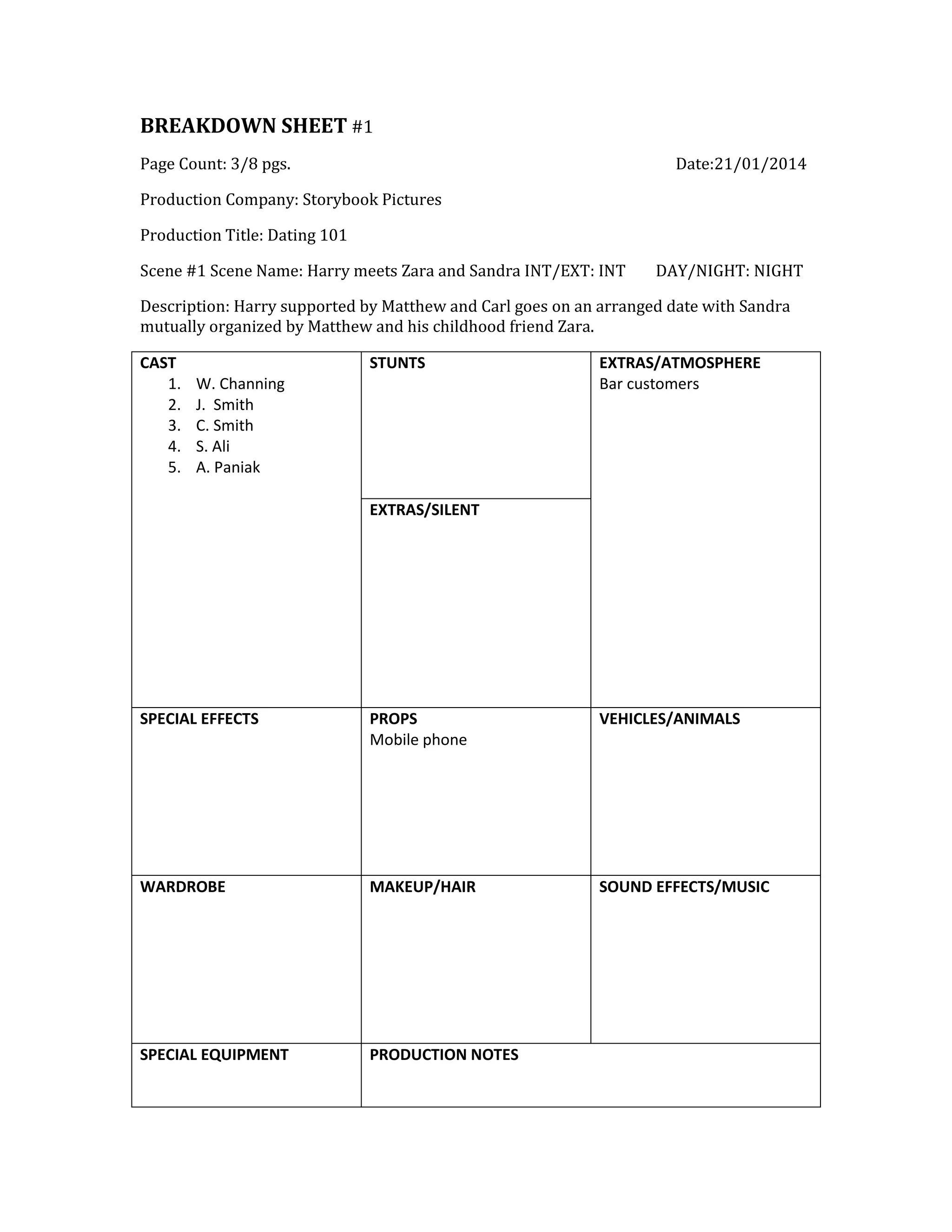Dating 101 Breakdown Sheet | DOCX