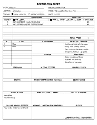 Breakdown sheet - kitchen | DOCX