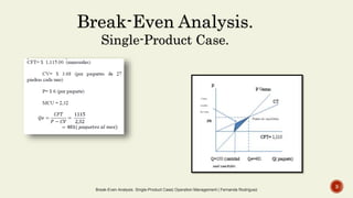Break-Even Analysis.
Single-Product Case.
Break-Even Analysis. Single-Product Case| Operation Management | Fernanda Rodríg...