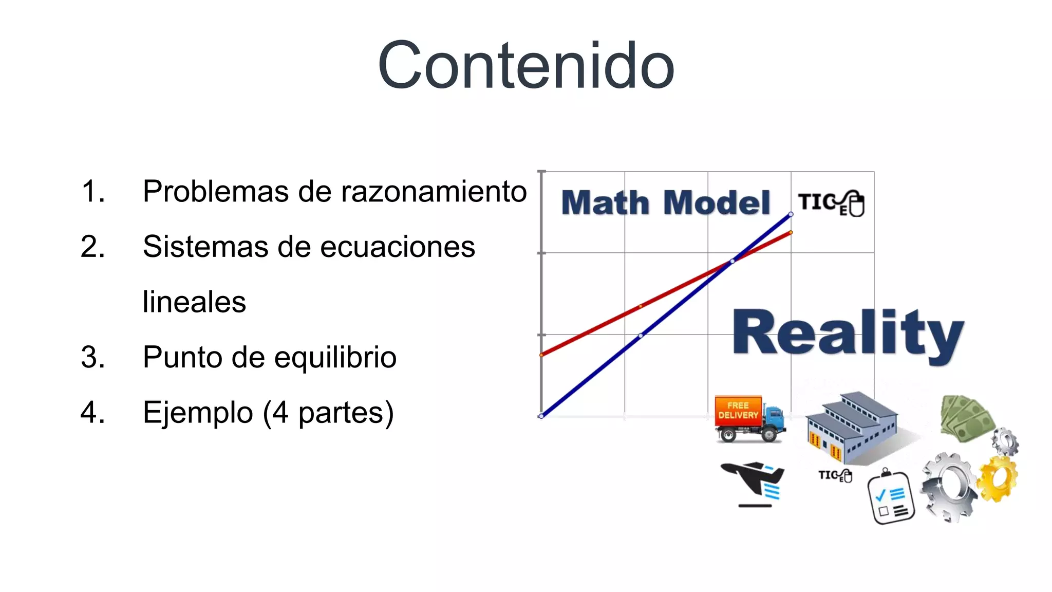 Break even point two linear equations system