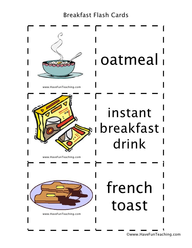 Breakfast flashcards