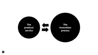 The
innovation
process
The
product/
service
 