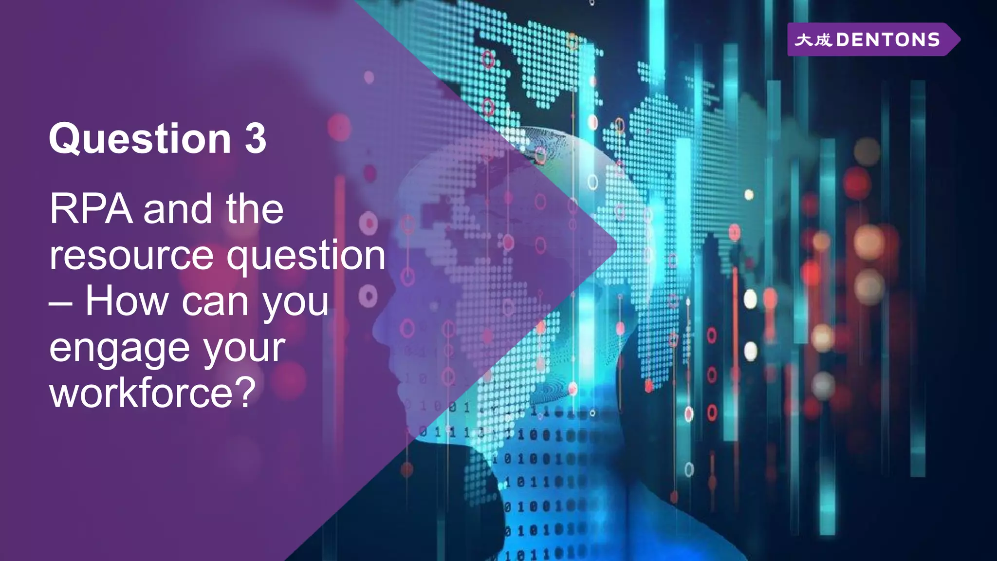 Question 3
RPA and the
resource question
– How can you
engage your
workforce?
 