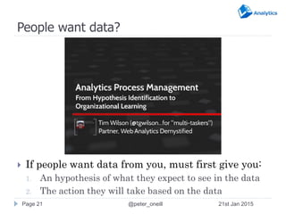 People want data?
 If people want data from you, must first give you:
1. An hypothesis of what they expect to see in the ...