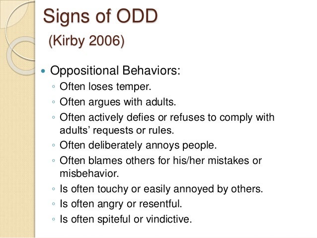 Oppositional Defiant Disorder Behavior Chart