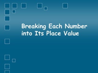 Breaking Each Number
into Its Place Value
 