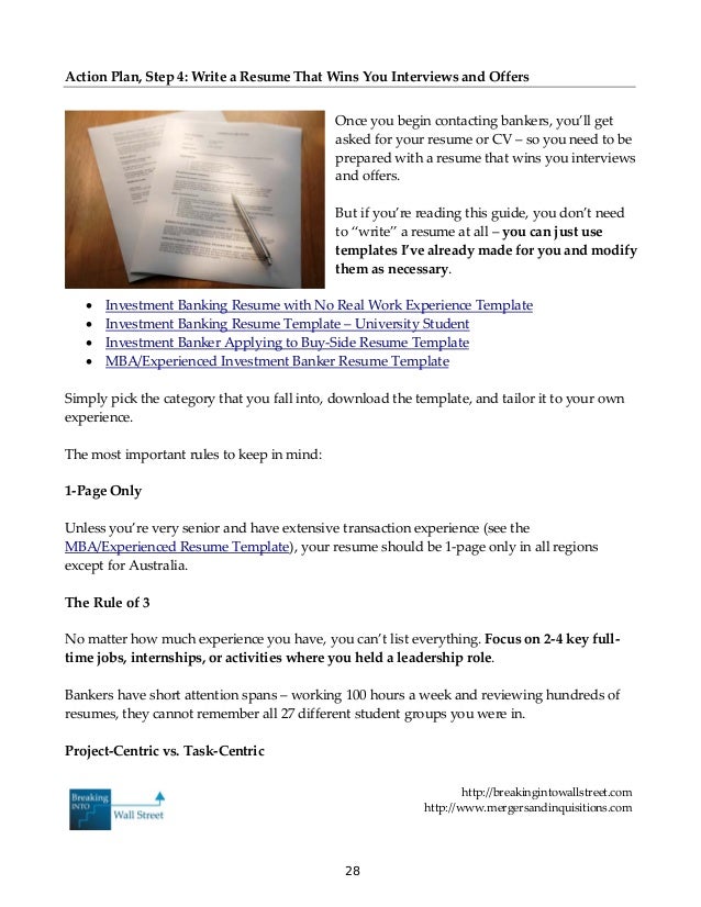 the banker blueprint the last minute guide to breaking into how to write an investment banking resume when you have no