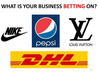 WHAT IS YOUR BUSINESS BETTING ON?




                              43
 