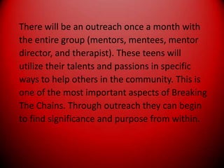 Develop skills to connect with other peers in positive ways through self-empowerment exercises.