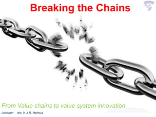 Breaking the Chains
From Value chains to value system innovation
Lecturer: drs. Ir. J.R. Helmus
 