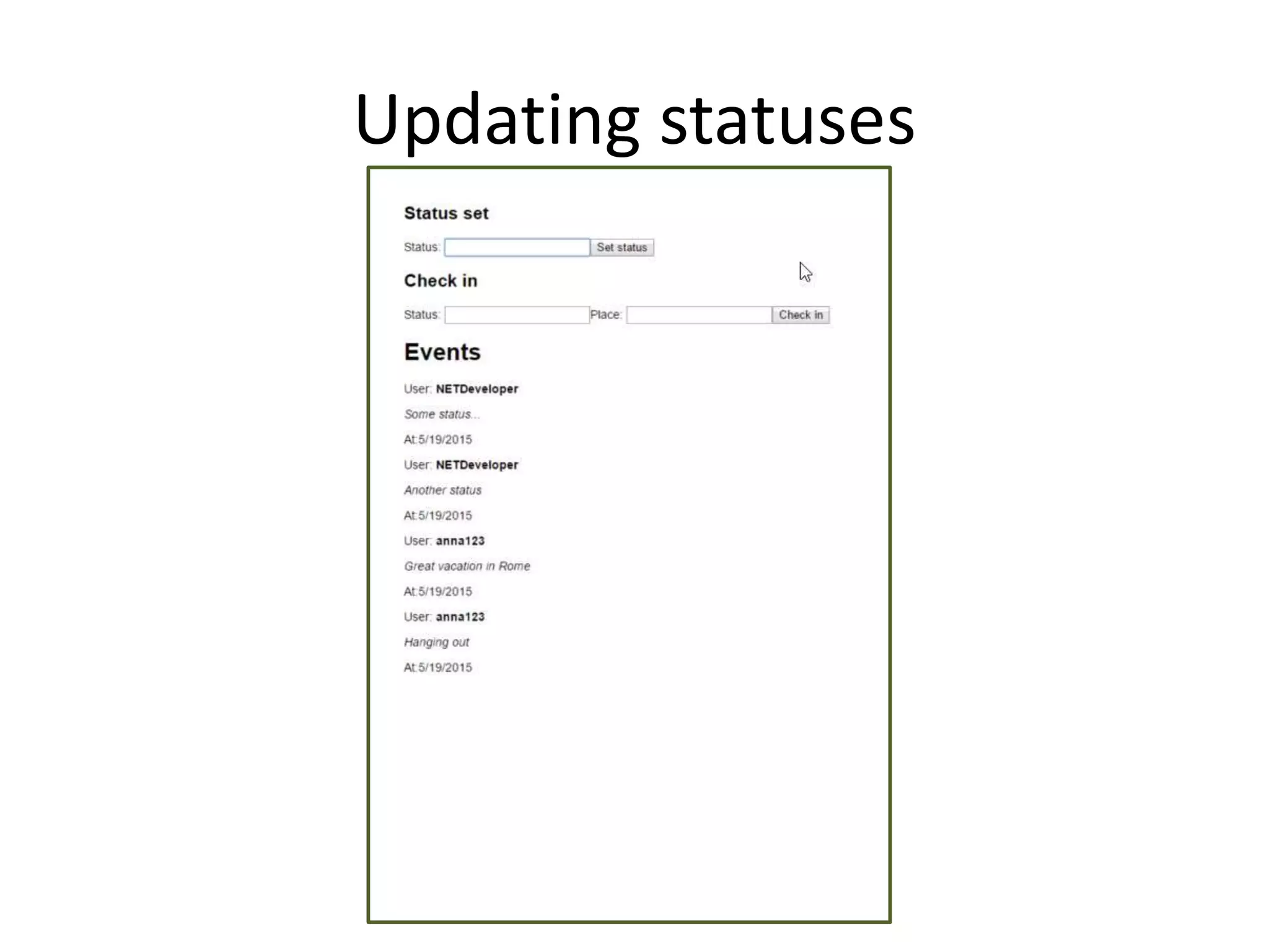 Updating statuses
 