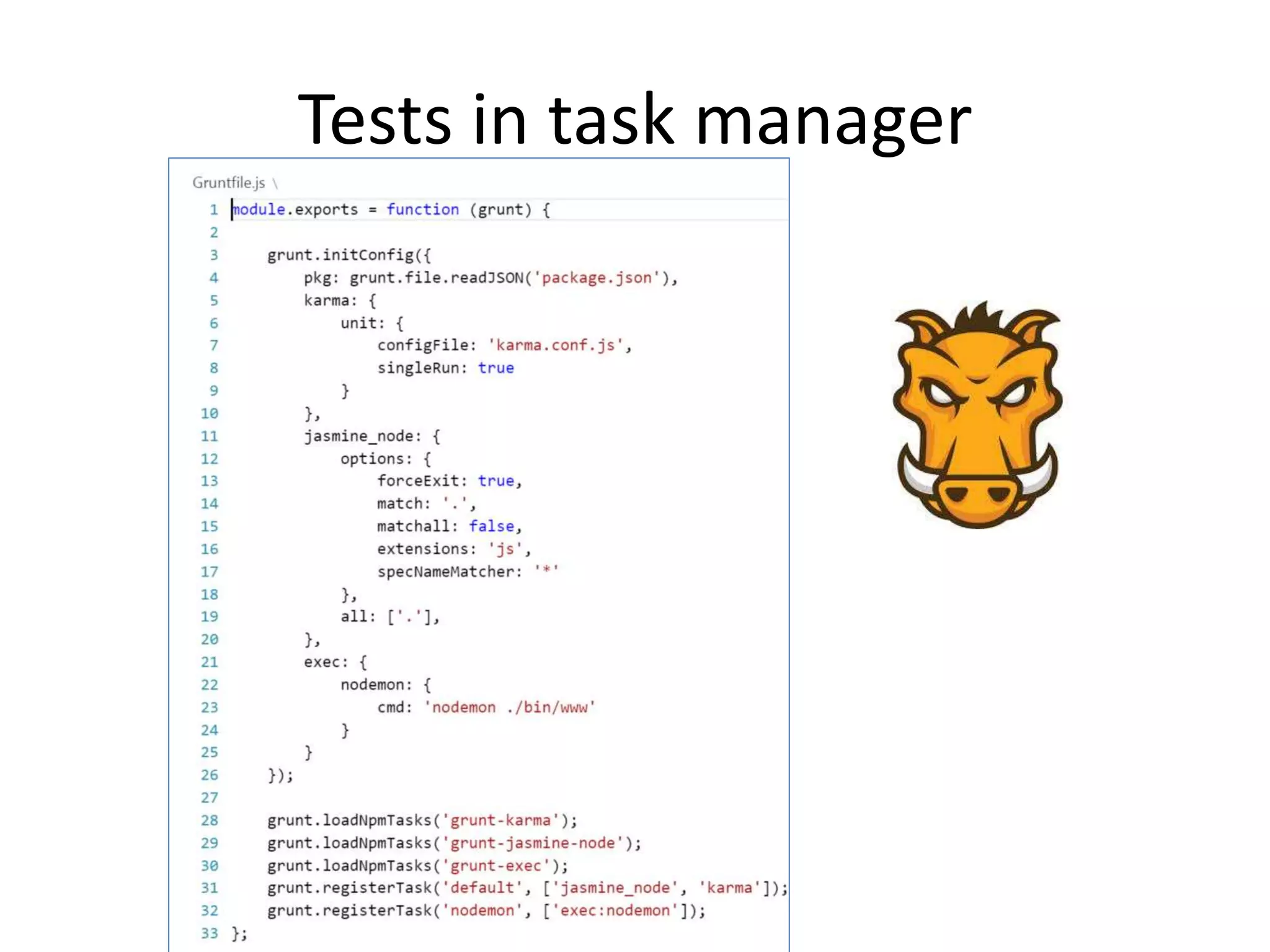 Tests in task manager
 