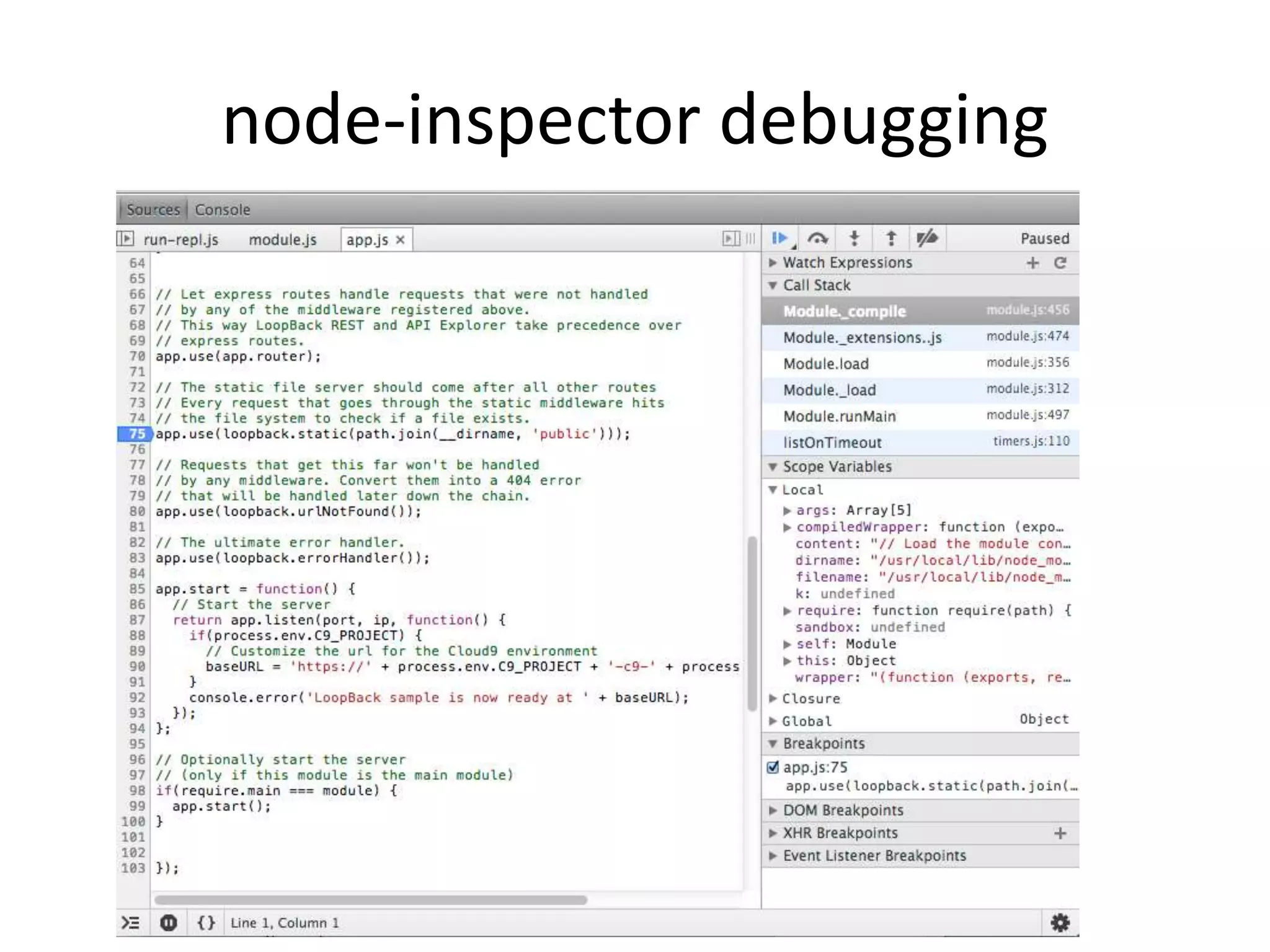 node-inspector debugging
 
